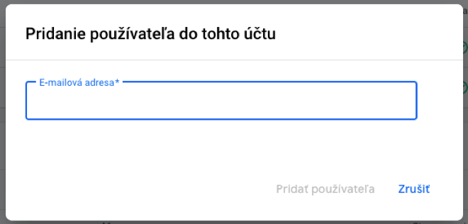 3_Google Merchant Center – Pridanie používateľa – E-mail 