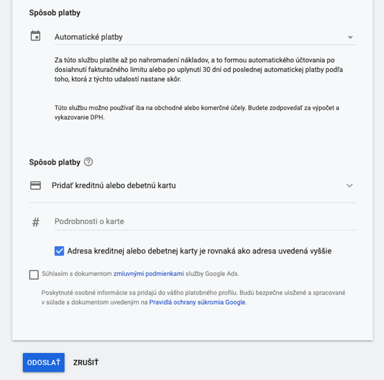 5_Google Ads – Spôsob platby 