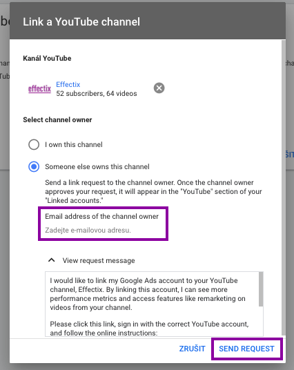 7_Google Ads_Pozvanka na prepojenie YouTube kanala