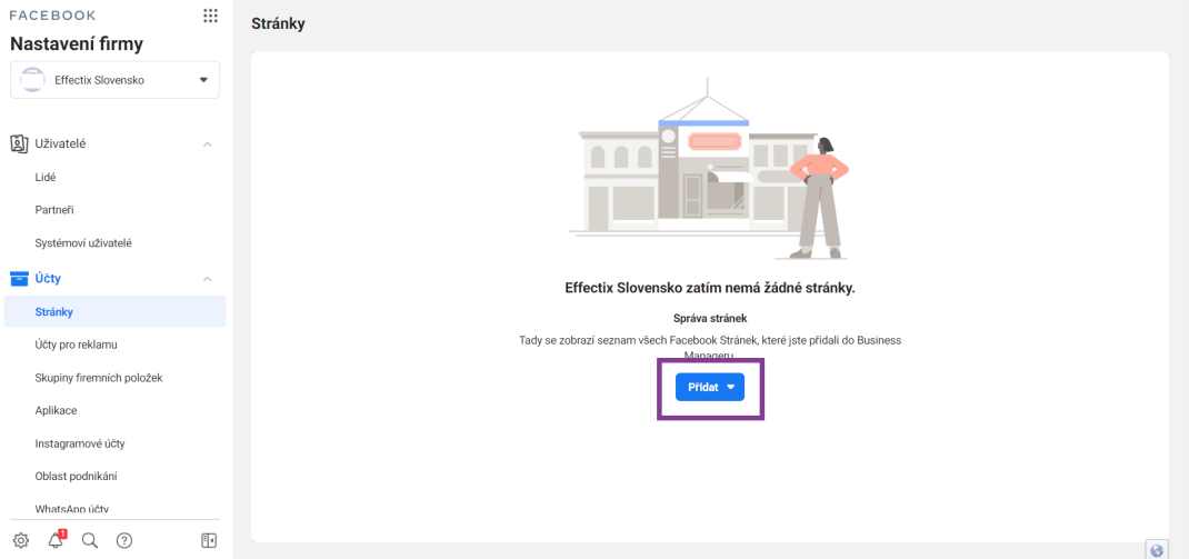 Ako pridať Facebook stránku do Business managera-effectix