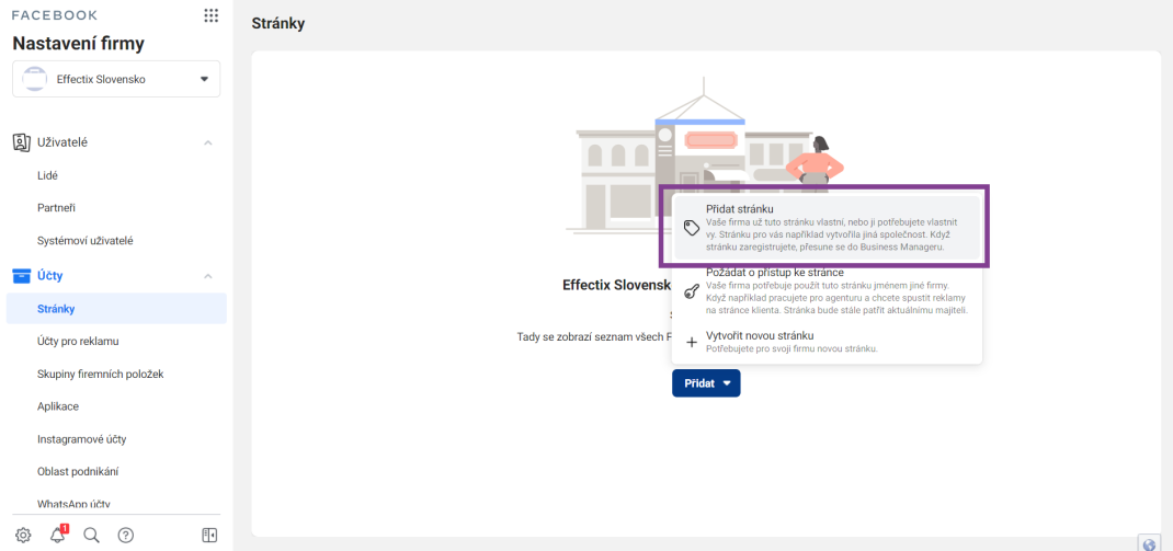 Ako pridať Facebook stránku do Business managera-effectix