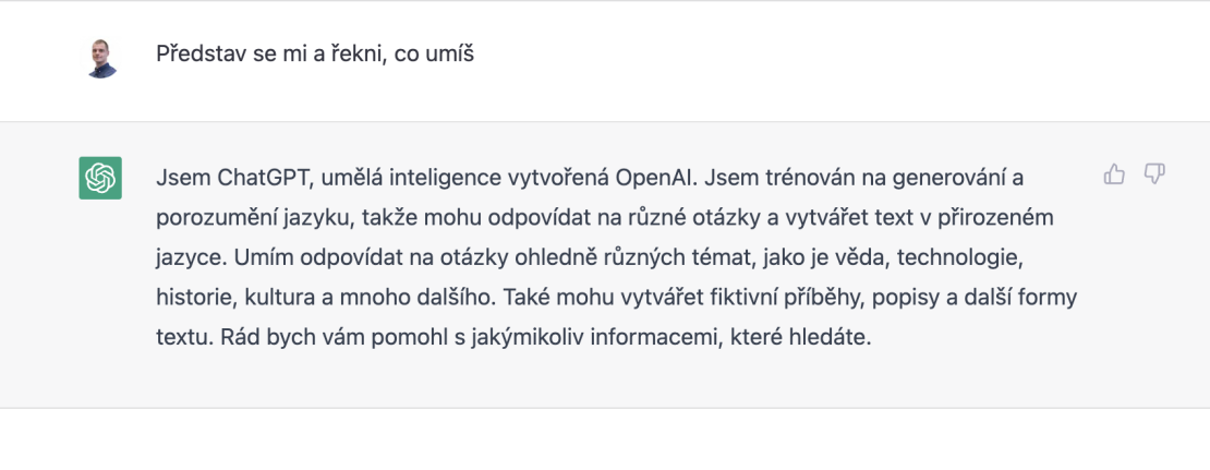 Jak ChatGPT představil sám sebe