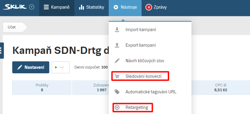 Konverzní a retargetingový kód