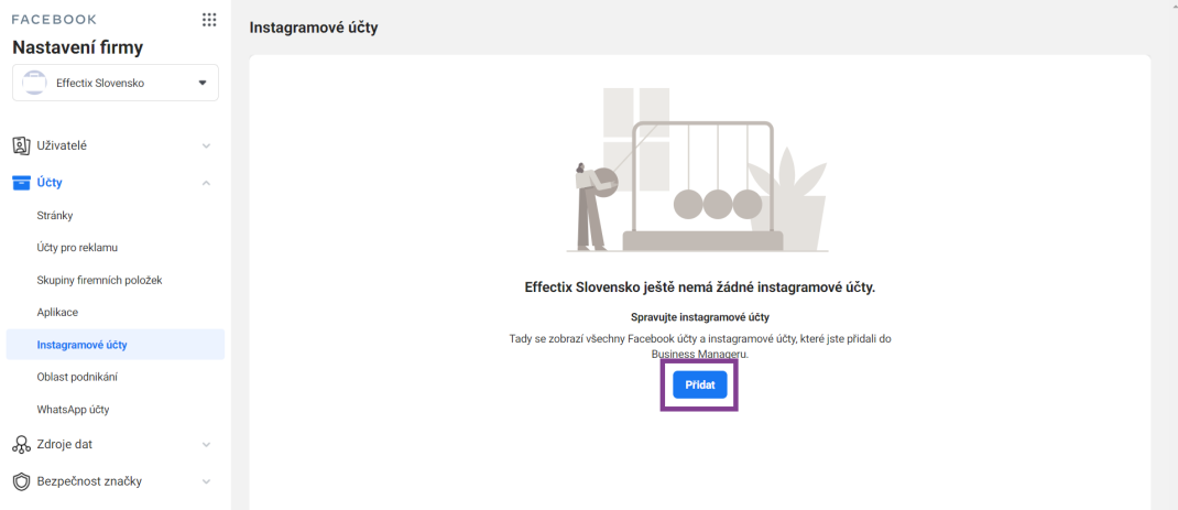 pridanie instagramu do business managera