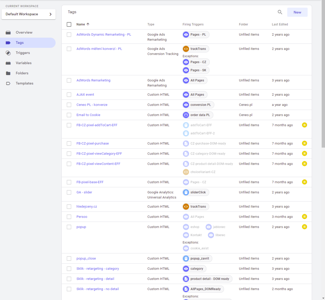 Tagy v Google Tag Manageru