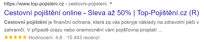 Ukázka rich snippetu