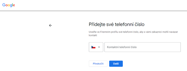 Vyplnění telefonního čísla v GBP