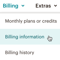 Změna informací o kreditní kartě v MailChimpu